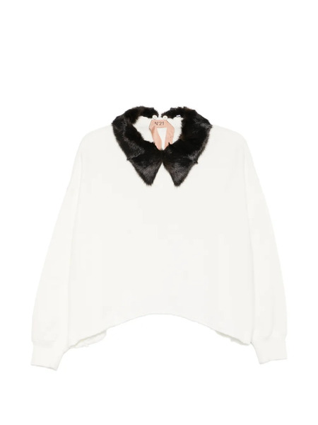  Nº21 Jersey Con Cuello De Pelo Artificial - Blanco 