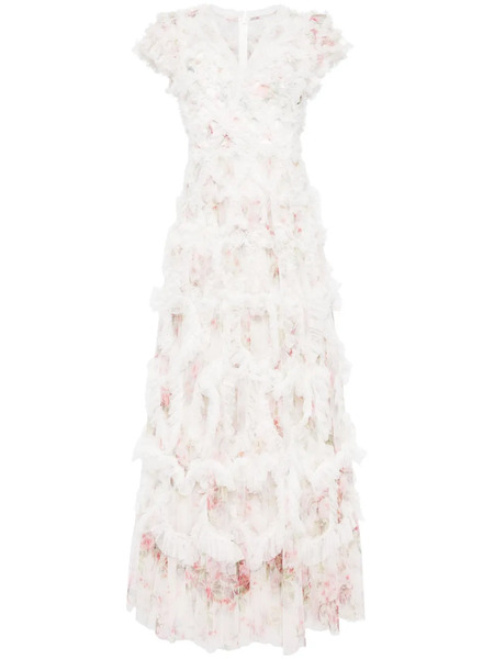  Needle & Thread Vestido Paradise Garden Con Volantes - Blanco 