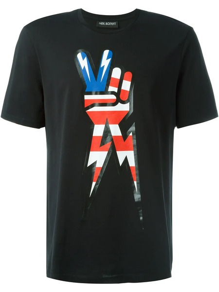  Neil Barrett Camiseta Con Estampado Del Signo De La Paz - Negro 