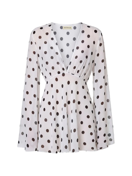  Nicholas Nerissa Ls V-neck Mini Dress - Blanco 
