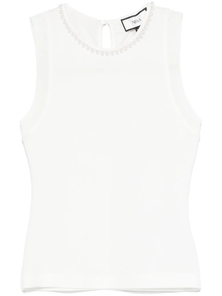  Nissa Top Con Perlas Artificiales - Blanco 