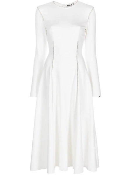  Nissa Vestido Con Apliques De Strass - Blanco 