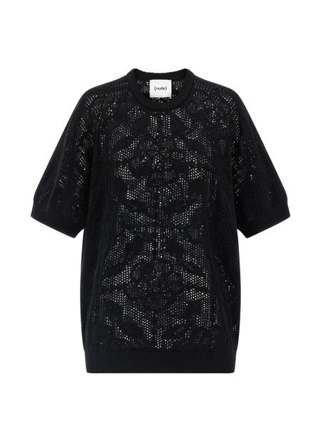  Nude Jersey Openwork De Algodón - Negro 