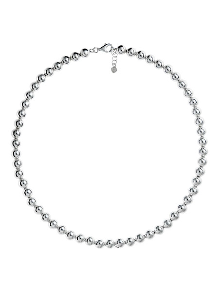  Obsidian Collar Con Cuentas - Plateado 