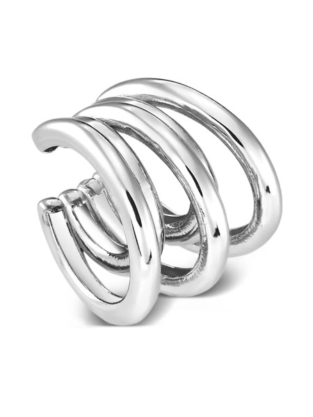  Obsidian Pendiente Earcuff Con Banda Quíntuple - Plateado 