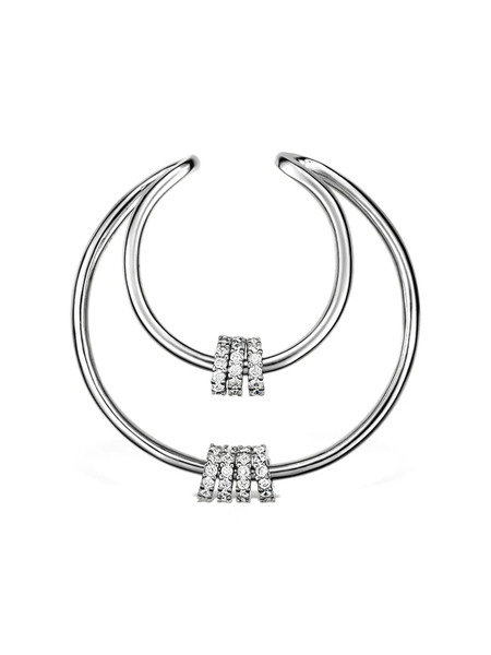  Obsidian Pendiente Earcuff Con Dos Bandas - Plateado 
