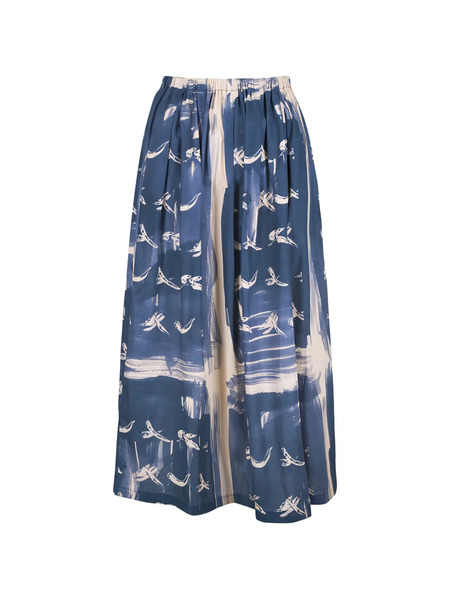  Odeeh Falda Larga Con Estampado Abstracto - Azul 