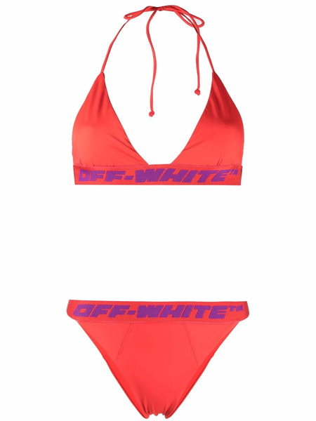  Off-white Bikini Con Franja Del Logo - Rojo 