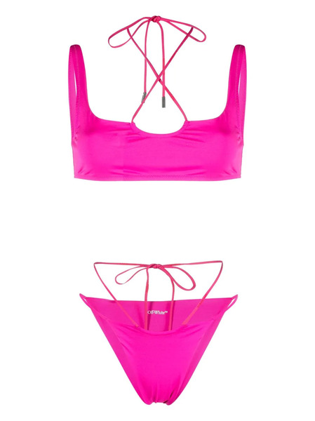 Off-white Bikini Con Logo Estampado - Rosa 