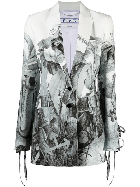  Off-white Blazer Botanical Con Botones - Blanco 