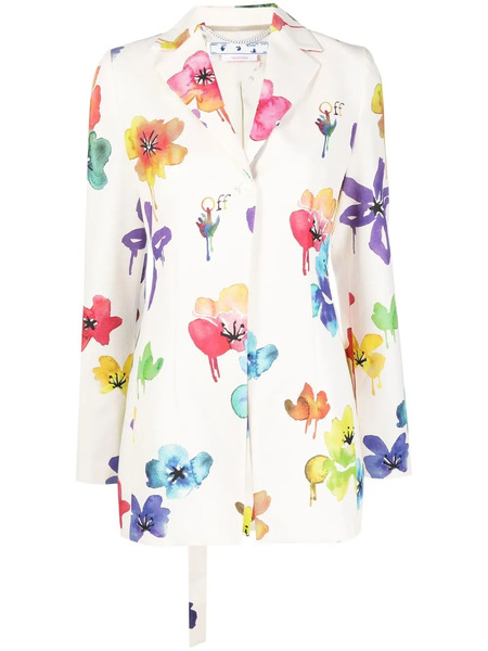  Off-white Blazer Con Estampado Floral - Neutro 