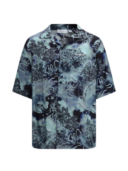  Off-white Camisa Bowling Estampada - Azul 