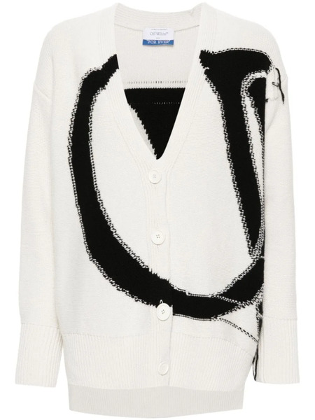  Off-white Cárdigan Ow Maxi Logo - Blanco 