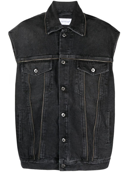  Off-white Chaleco Vaquero Con Parche Del Logo - Gris 