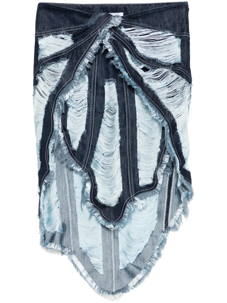  Off-white Falda Corta Con Diseño Deshilachado - Azul 