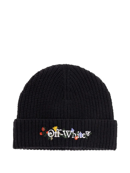  Off-white Gorro Con Bordado Floral - Negro 