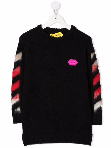  Off-white Kids Vestido Con Logo Estampado - Negro 