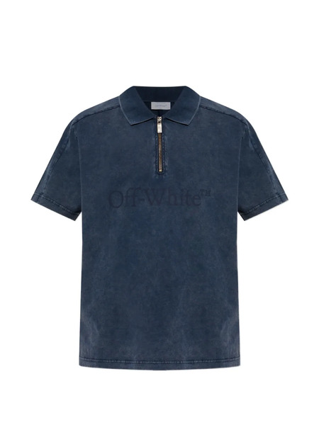  Off-white Polo Con Logo Estampado - Azul 