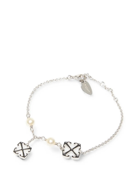  Off-white Pulsera Arrows Con Perlas Artificiales - Plateado 