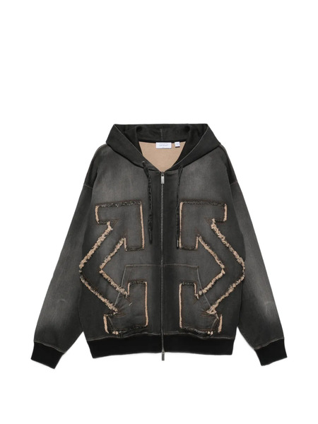  Off-white Sudadera Con Capucha Y Diseño Patchwork - Gris 