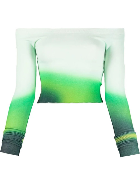  Off-white Top Con Estilo Degradado - Verde 