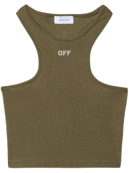  Off-white Top Con Logo Bordado - Verde 
