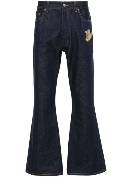  Off-white Vaqueros Acampanados Con Logo Bordado - Azul 
