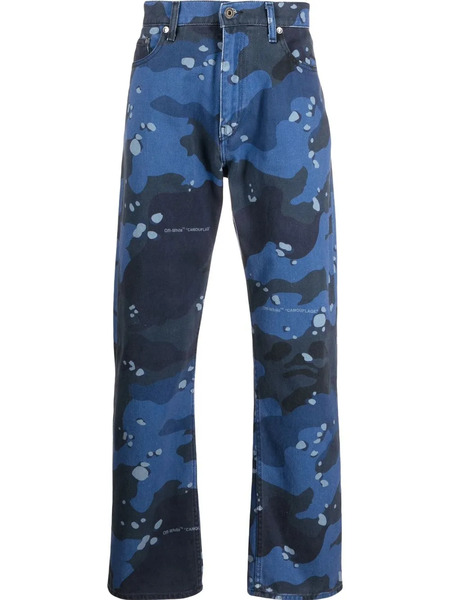  Off-white Vaqueros Con Estampado Militar - Azul 