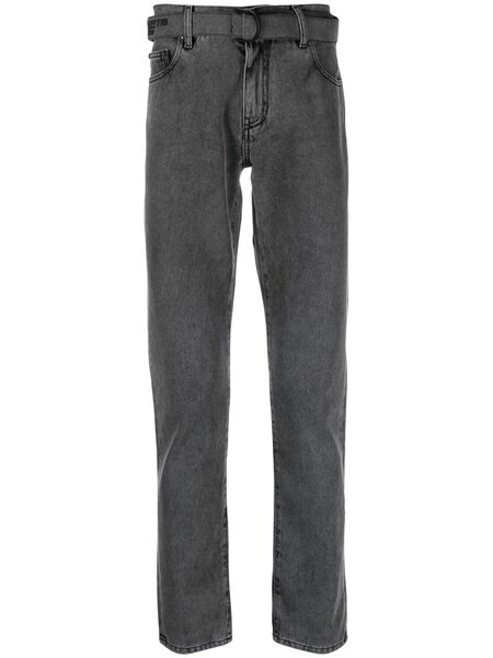  Off-white Vaqueros Rectos Con Cinturón - Gris 