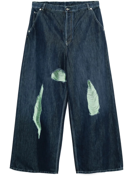 Off-white Vaqueros Shiny Shredded Wide - Azul 