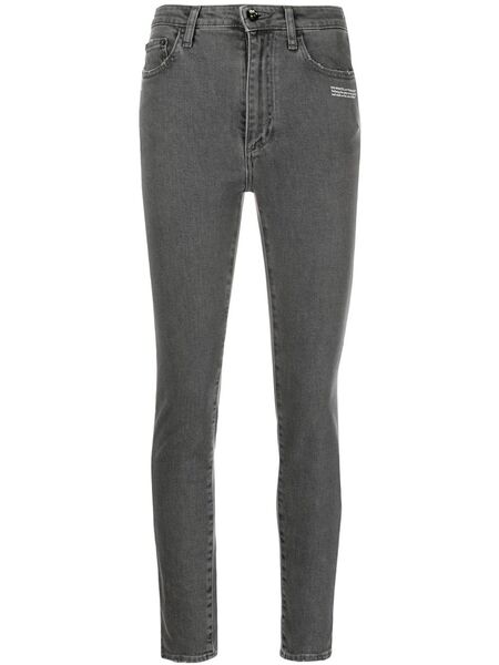  Off-white Vaqueros Skinny Con Eslogan Estampado - Gris 