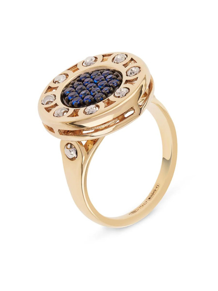  Officina Bernardi Anillo Senzatempo Pequeño En Oro Amarillo De 18 Kt Con Diamantes Y Zafiro - Dorado 