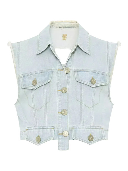  One Teaspoon Chaleco Vaquero Con Botones Y Logo - Azul 