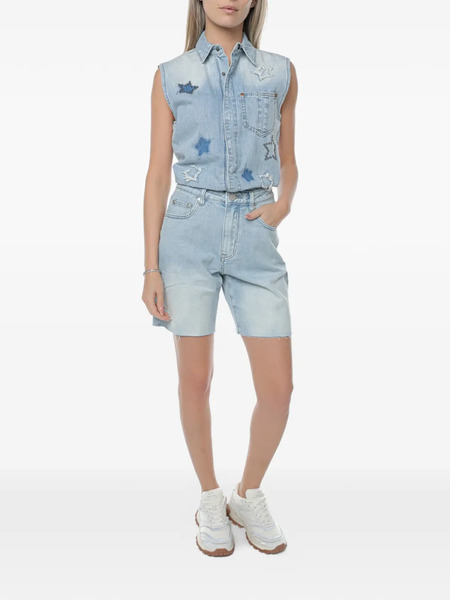  One Teaspoon Mono Corto Vaquero Jackson Con Diseño Patchwork - Azul 