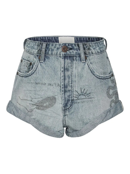  One Teaspoon Pantalones Vaqueros Cortos Bandits Tattoo - Azul 