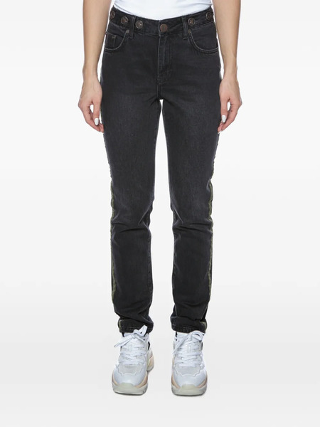  One Teaspoon Vaqueros Awe Con Rayas Laterales - Negro 