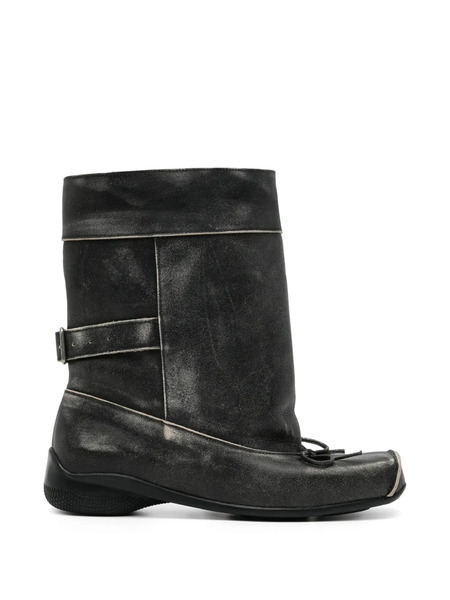  Open Yy Botas Biker Con Apliques Florales - Negro 