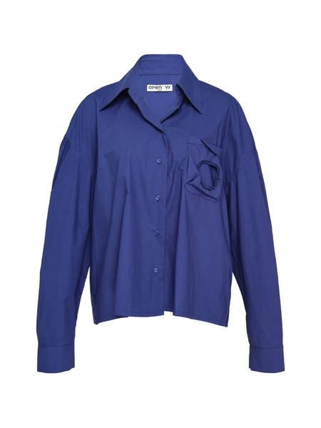  Open Yy Camisa Con Bolsillo De Cuentas - Azul 