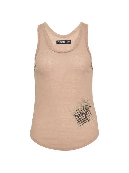  Open Yy Top Sin Mangas Yy Patch - Neutro 