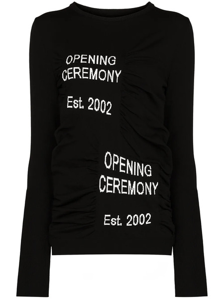  Opening Ceremony Jersey Box Logo Con Cuello Redondo - Negro 