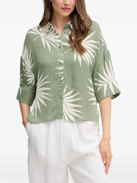  Oui Camisa Con Hojas Estampadas - Verde 