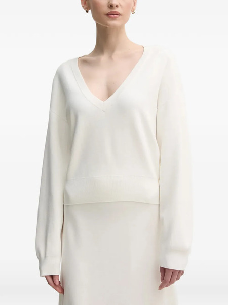  Oui Jersey Con Cuello En V - Blanco 