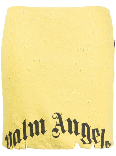  Palm Angels Falda Gd Destroyed Recta - Amarillo 
