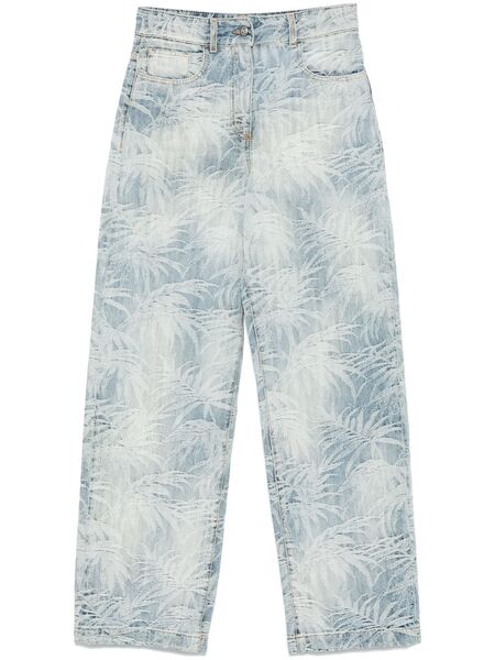  Palm Angels Vaqueros Con Palmeras En Jacquard - Azul 