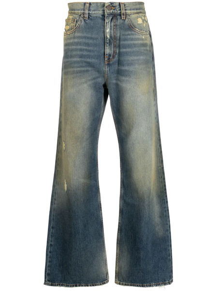  Palm Angels Vaqueros Rectos Con Diseño Rasgado - Azul 