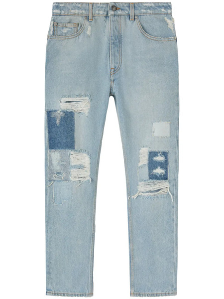  Palm Angels Vaqueros Rectos Con Diseño Rasgado - Azul 