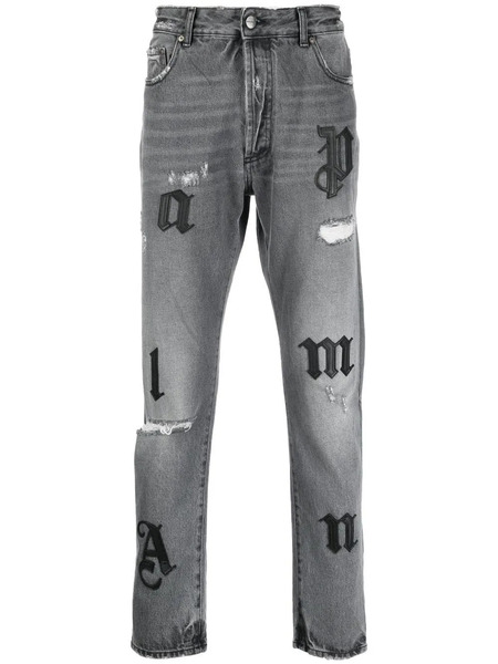  Palm Angels Vaqueros Rectos Con Efecto Envejecido - Gris 