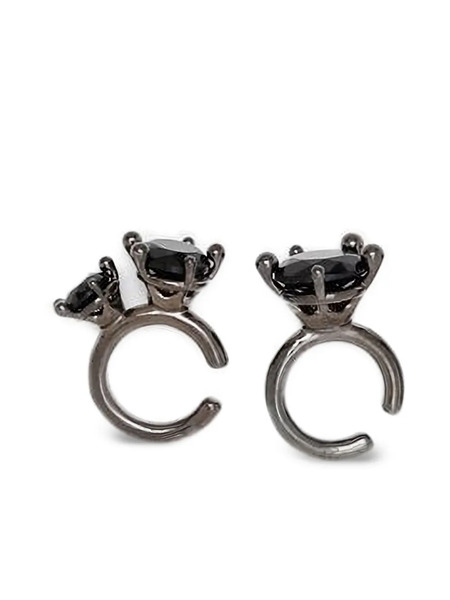  Panconesi Set De Pendientes Con Forma De Anillo - Negro 