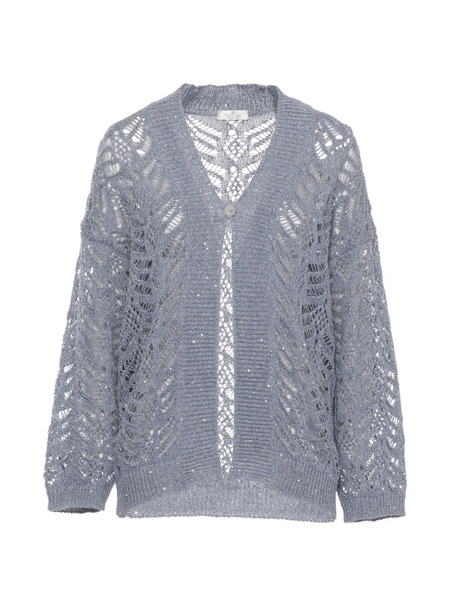  Panicale Cárdigan Con Cuello En V - Azul 