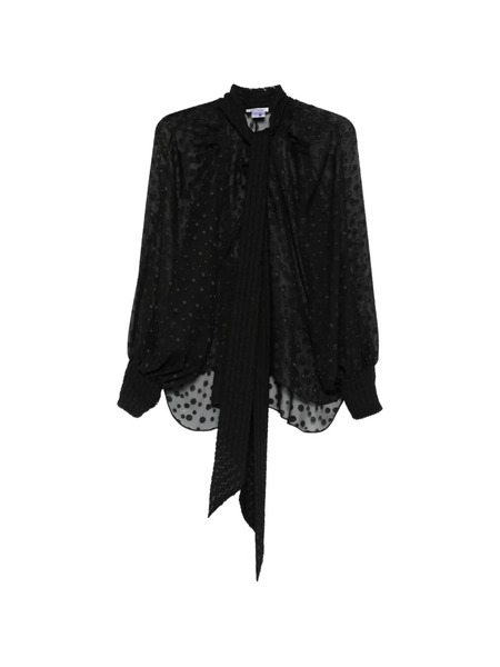  Parlor Blusa Con Cuello Lazado - Negro 